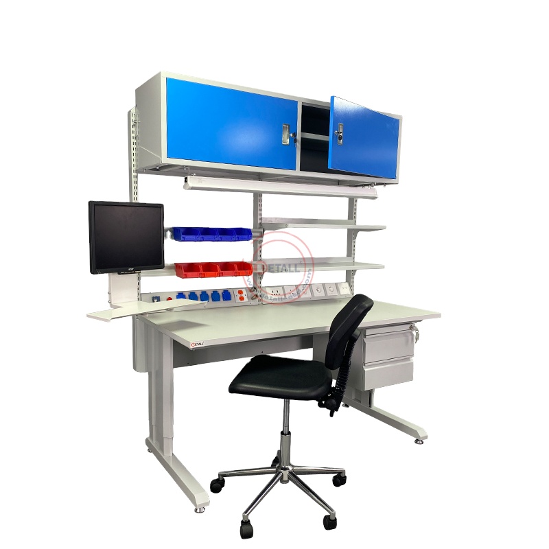 Electronics Repair Garage - โต๊ะทำงานอิเล็กทรอนิกส์ป้องกันไฟฟ้าสถิตย์สำหรับซ่อมคอมพิวเตอร์ โต๊ะช่างมืออาชีพพร้อมโต๊ะเก็บของเหล็กแข็งแรงทนทาน