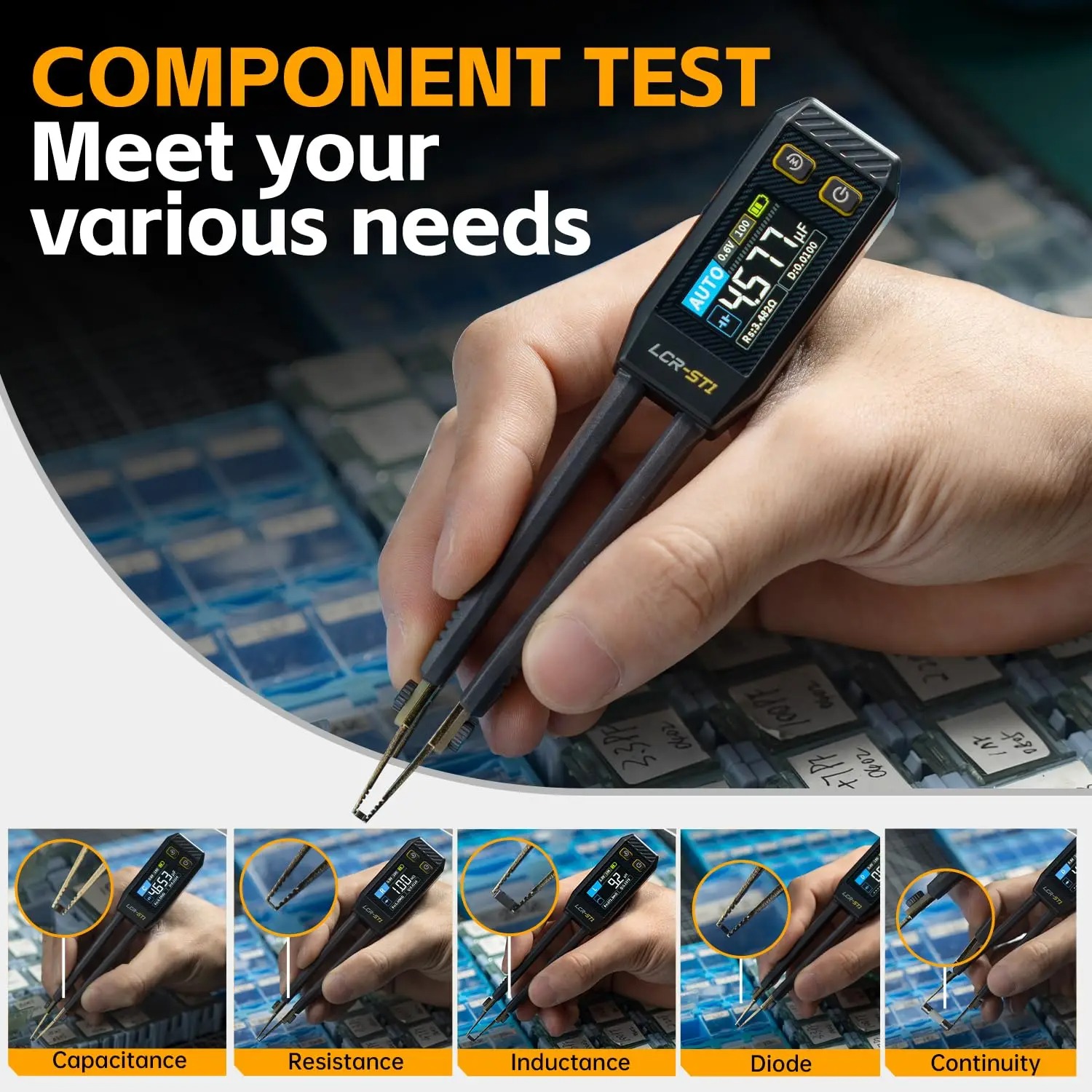 Smd Tweezer Set - FNIRSI LCR-ST1 แหนบวัดค่า LCR ขนาดเล็กอัจฉริยะ เครื่องทดสอบ