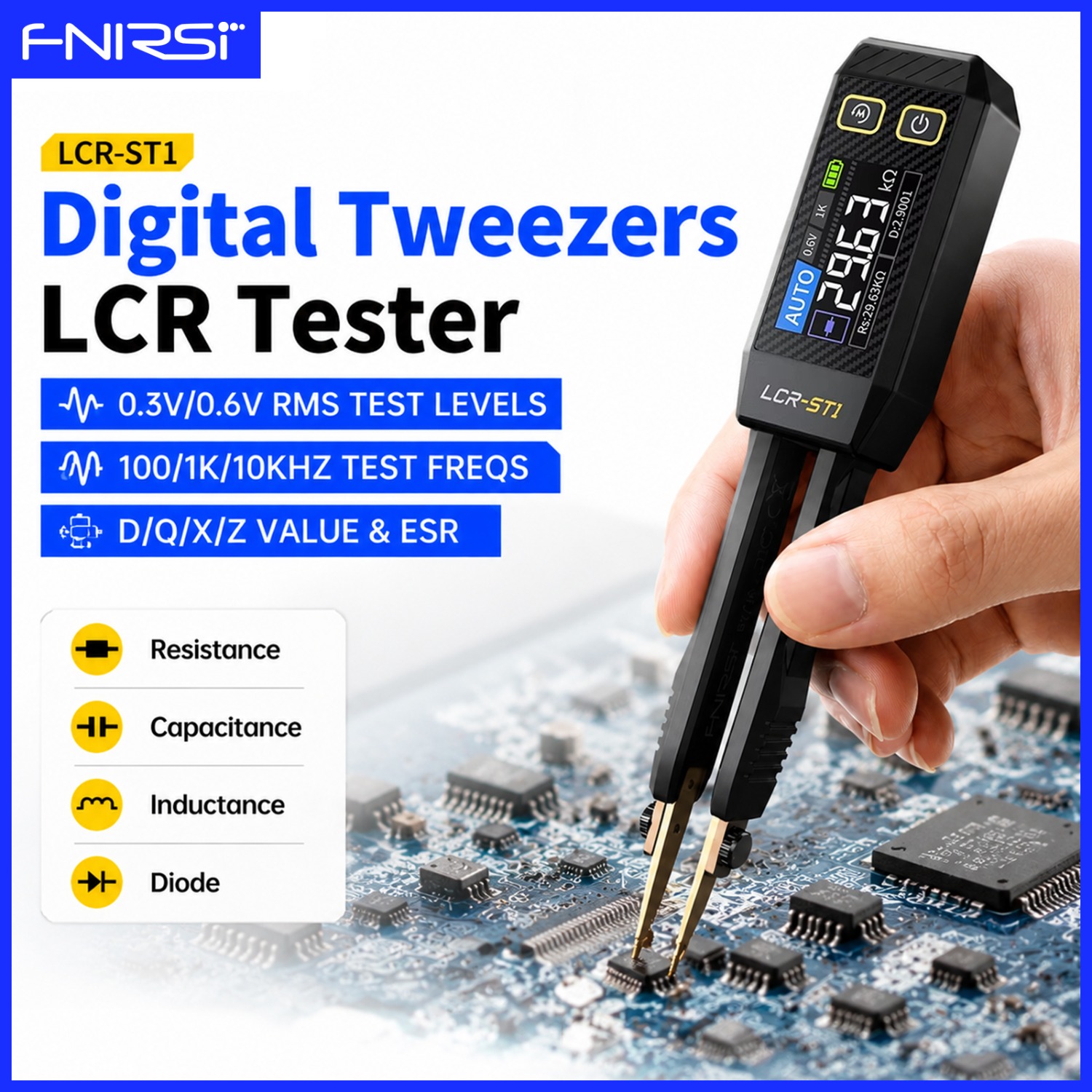 Smd Tweezer Set - FNIRSI LCR-ST1 แหนบวัด LCR อัจฉริยะ เครื่องทดสอบความแม่นยำ